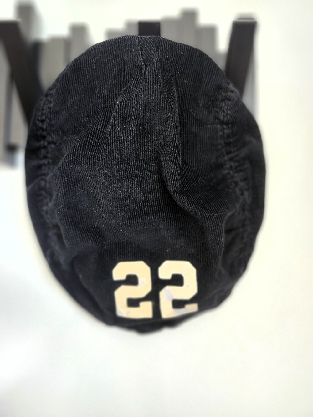 Vintage Corduroy Snapback Cap – Black – Number 22 – Adjustable